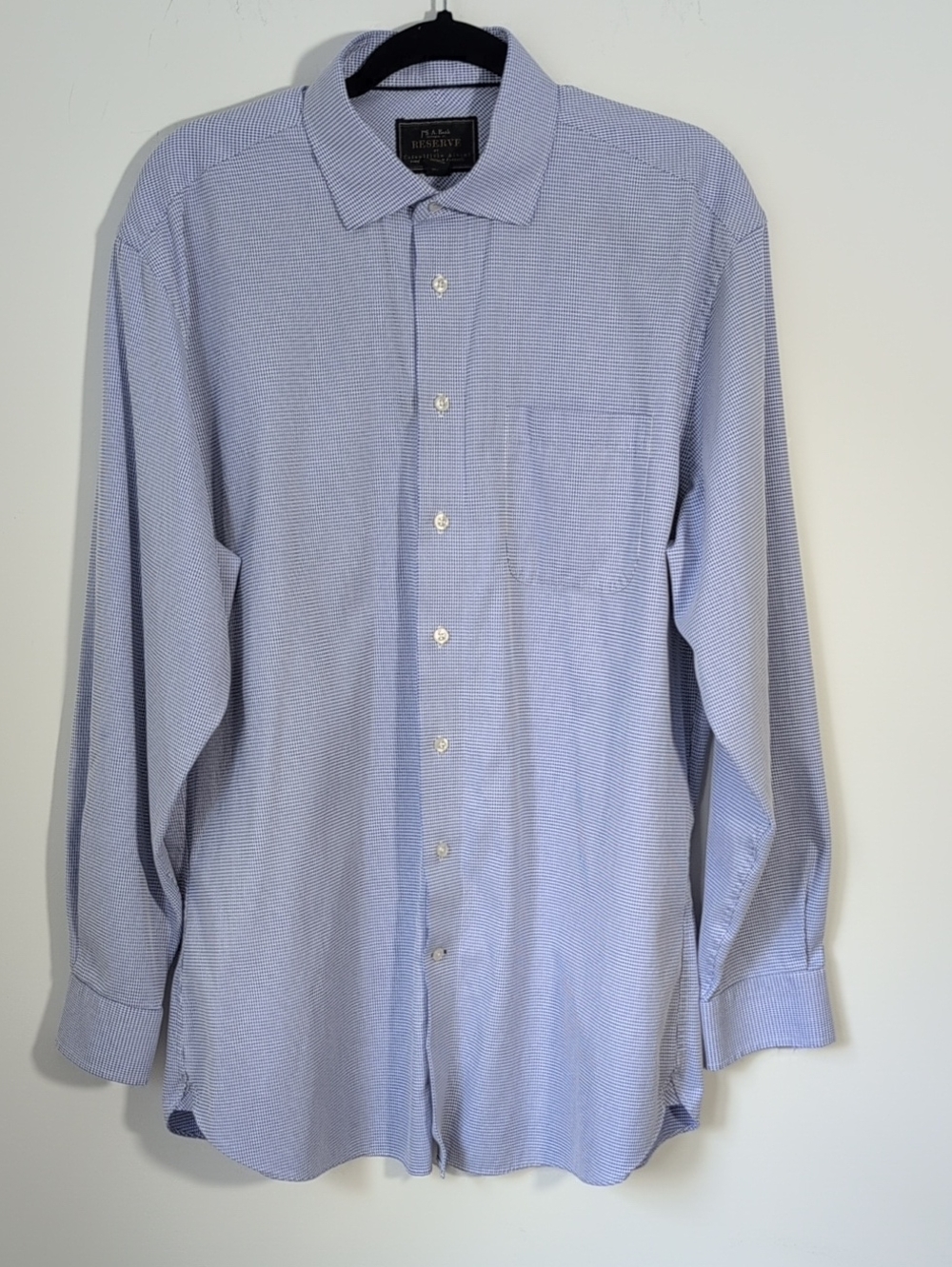 Jos A Banks Reserve Collection Classic Light Blue Gingham Men's Dress Shirt
